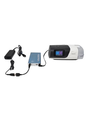 ResMed AirSense 11 CPAP Kit plugged into power supply, Pilot-24, and AirSense 11 machine