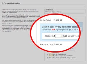 Loyalty points as a payment method at checkout